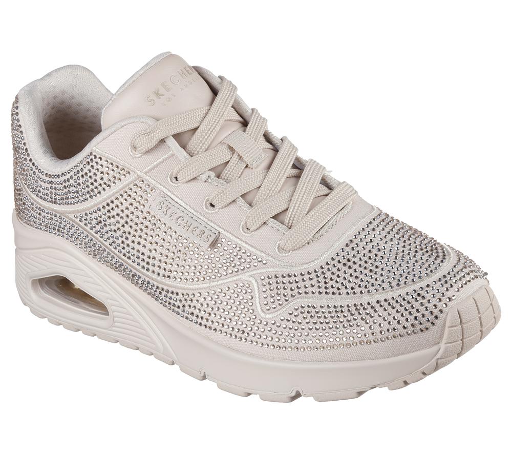 Women Skechers Uno - Disco Rave Lace Up Shoes Taupe Brown  USA |  9723-MBCTU