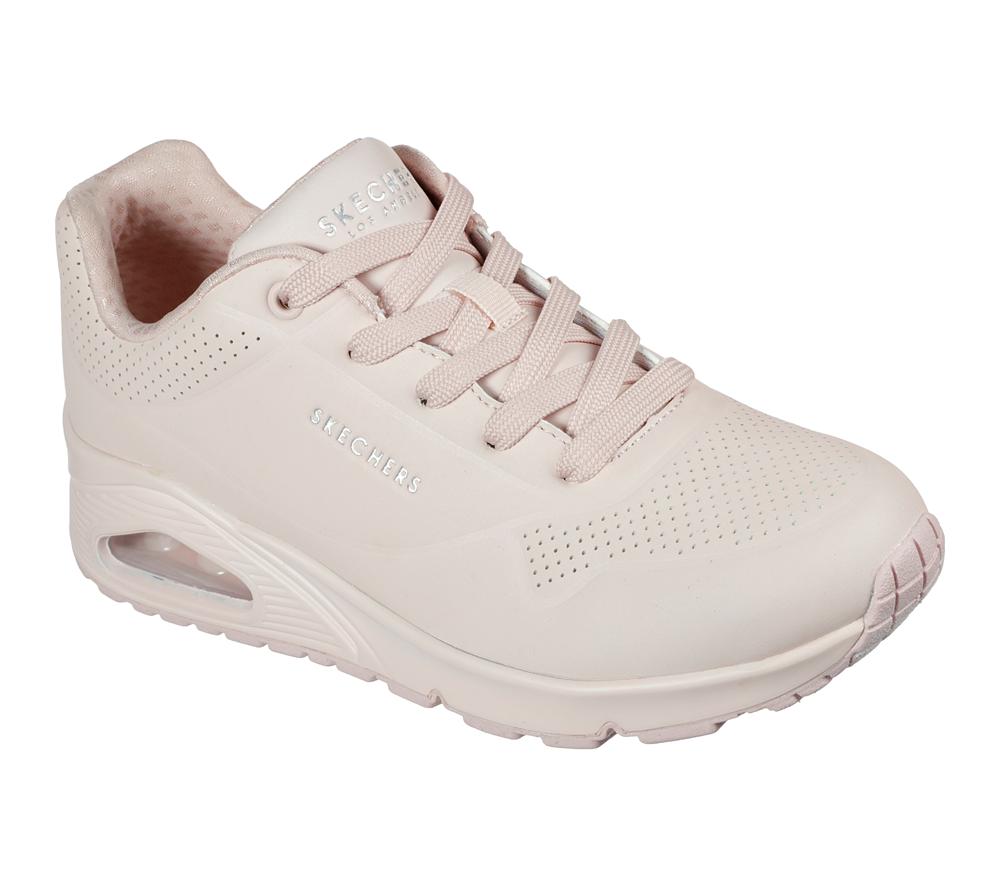 Women Skechers Uno - Frosty Kicks Lace Up Shoes Light Pink  USA |  7401-JFHKW