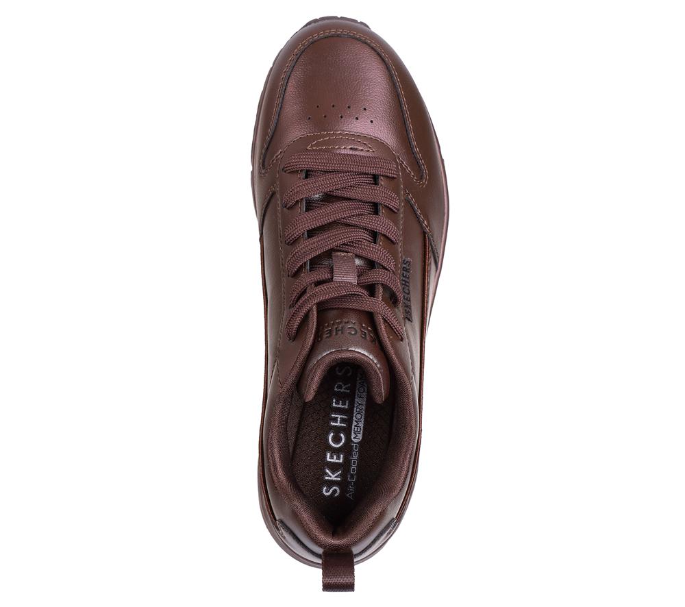 Women Skechers Uno - Galactic Gal Lace Up Shoes Chocolate Brown  USA |  2769-UBKOI