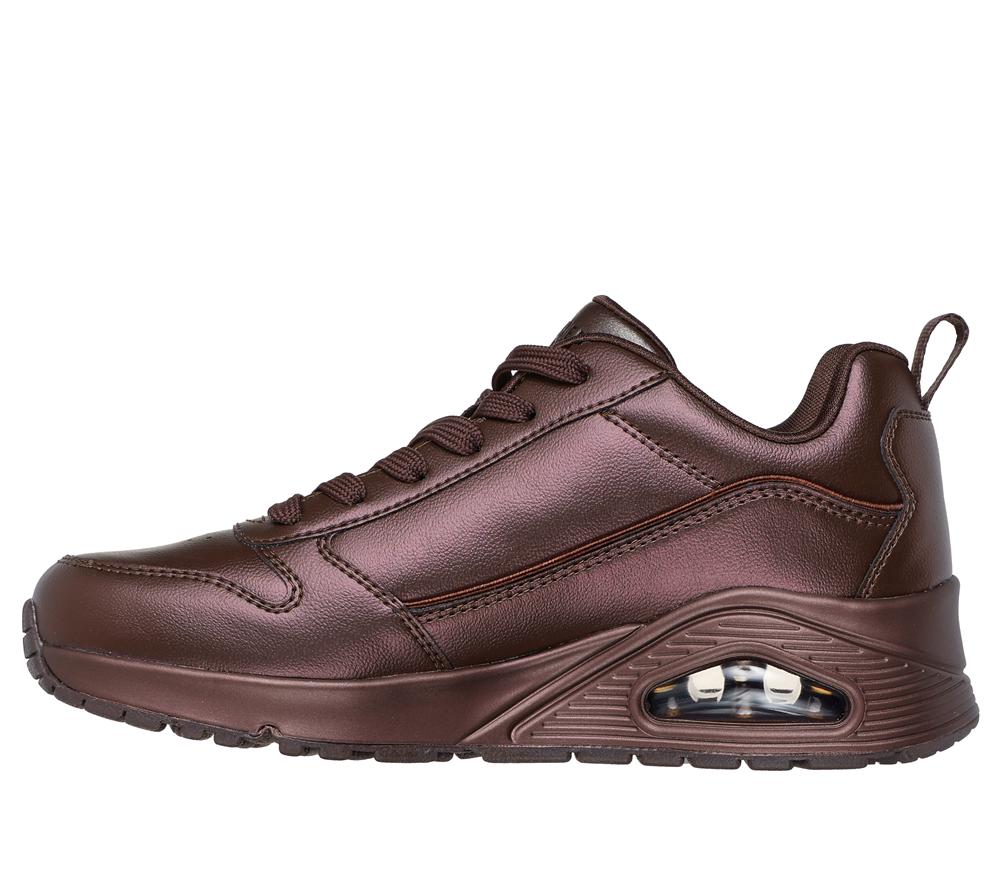 Women Skechers Uno - Galactic Gal Lace Up Shoes Chocolate Brown  USA |  2769-UBKOI