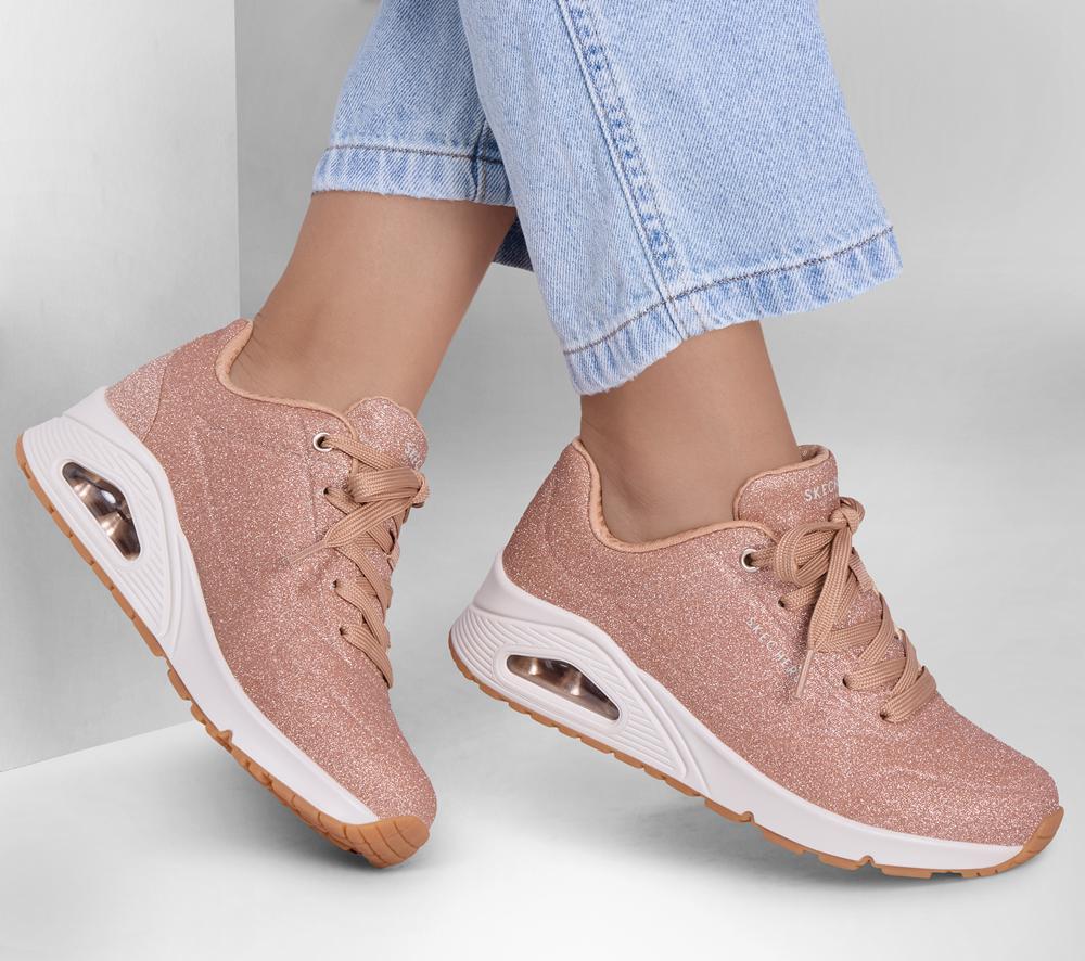 Women Skechers Uno - Glitter Bomb Sneakers Rosegold  USA |  5812-UEOHN