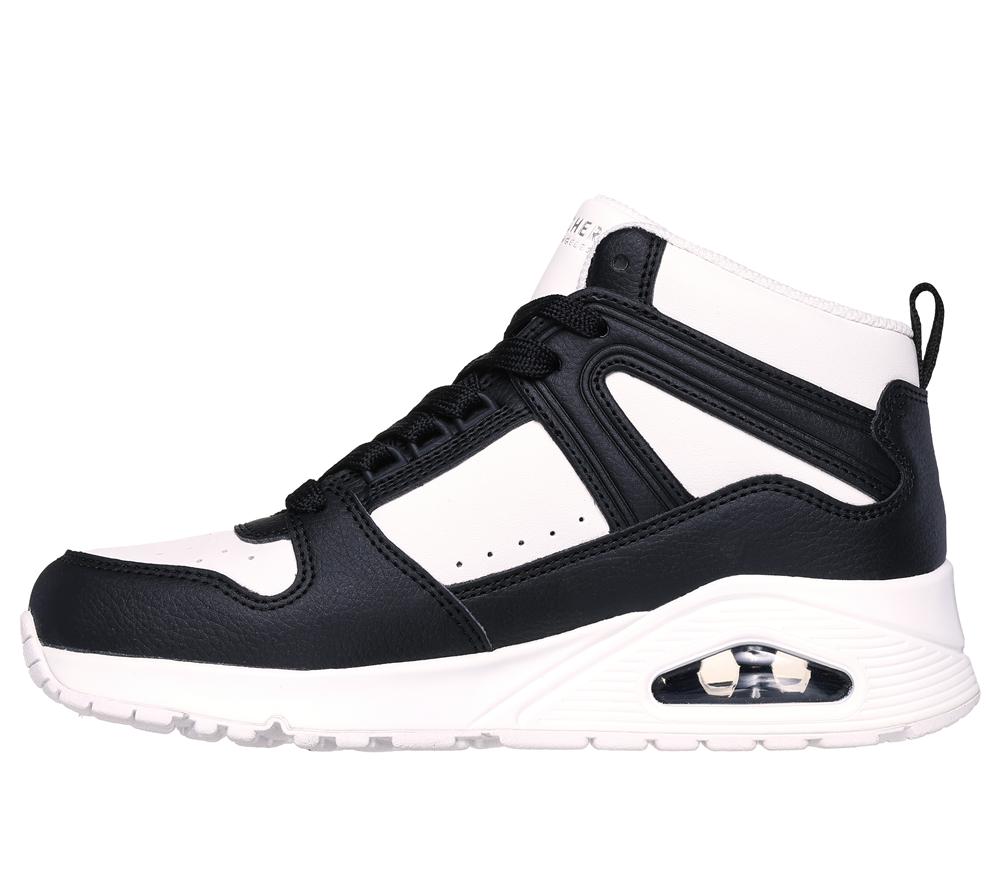 Women Skechers Uno - High Regards Lace Up Shoes White / Black  USA |  5217-OSIWN