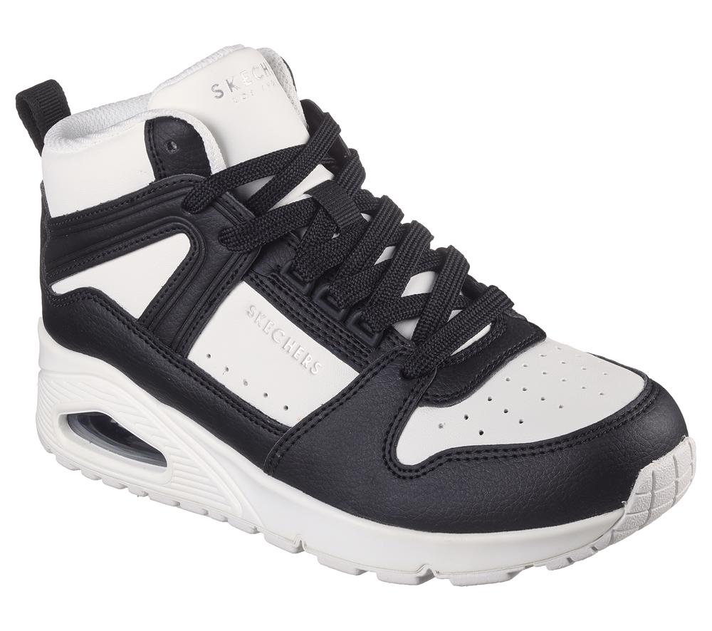Women Skechers Uno - High Regards Lace Up Shoes White / Black  USA |  5217-OSIWN