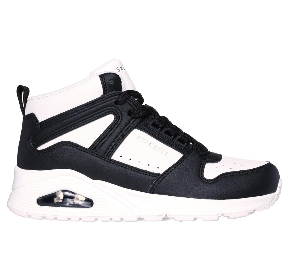 Women Skechers Uno - High Regards Lace Up Shoes White / Black  USA |  5217-OSIWN