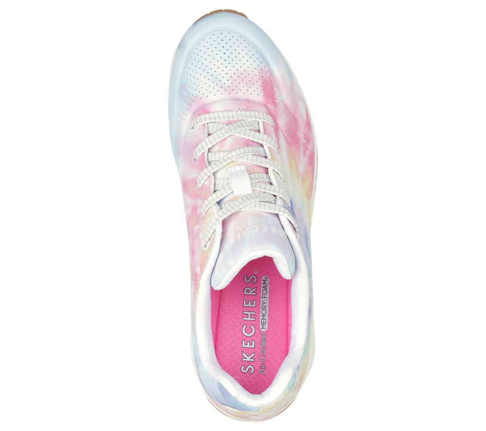 Women Skechers Uno - Hyped Hippie Lace Up Shoes White / Multicolor  USA |  5139-RPDWE