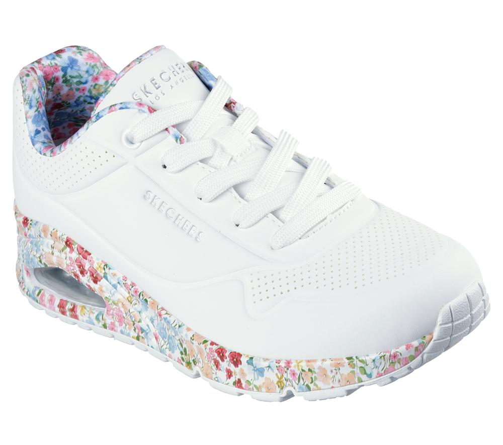Women Skechers Uno - Majestic Garden Lace Up Shoes White  USA |  1293-ZQPBM