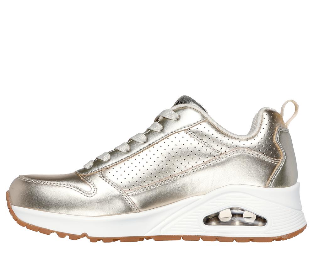 Women Skechers Uno - Metallixs Lace Up Shoes Champagne Silver  USA |  3961-OZGMW