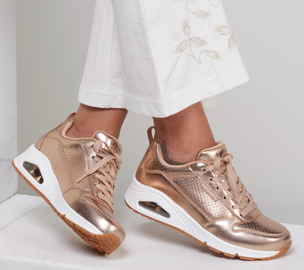 Women Skechers Uno - Metallixs Wedges Rosegold  USA |  8314-ACHWO