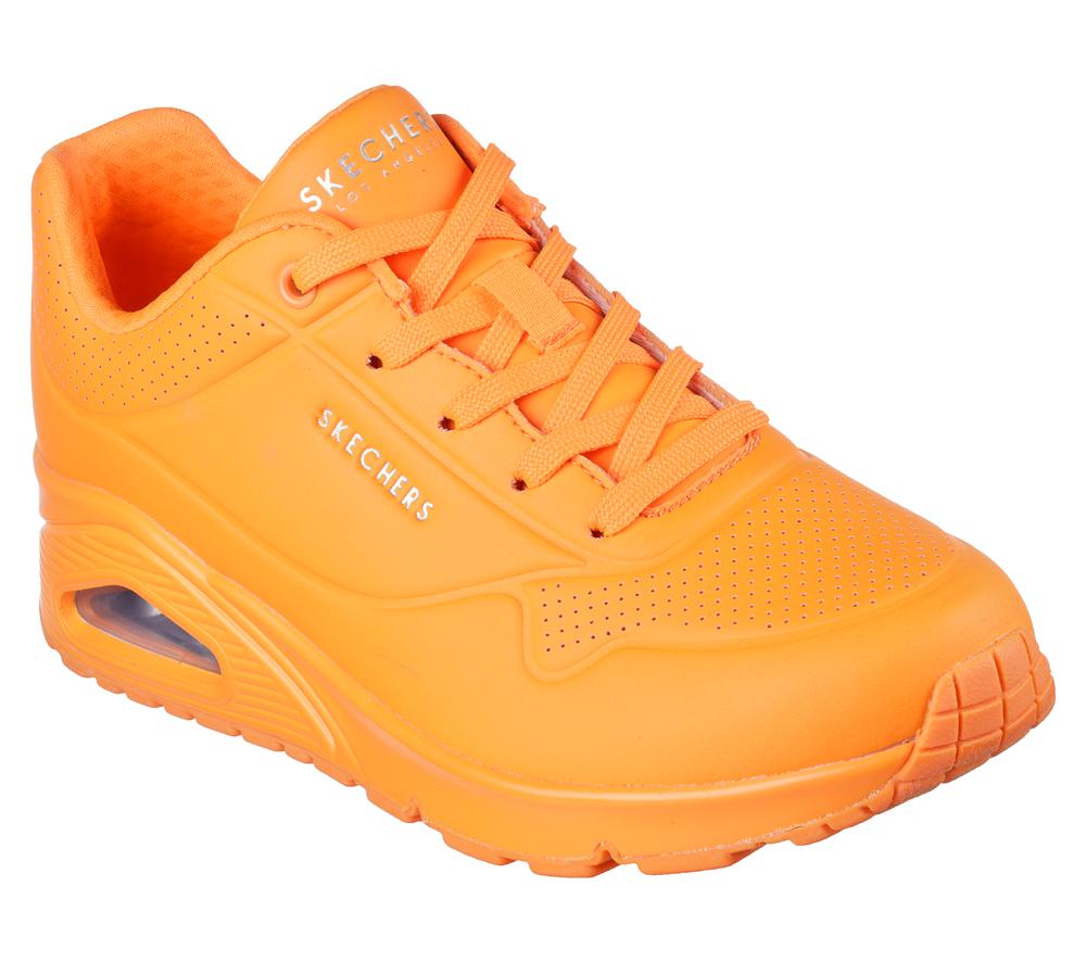 Women Skechers Uno - Night Shades Lace Up Shoes Neon Orange  USA |  7941-TLHAZ