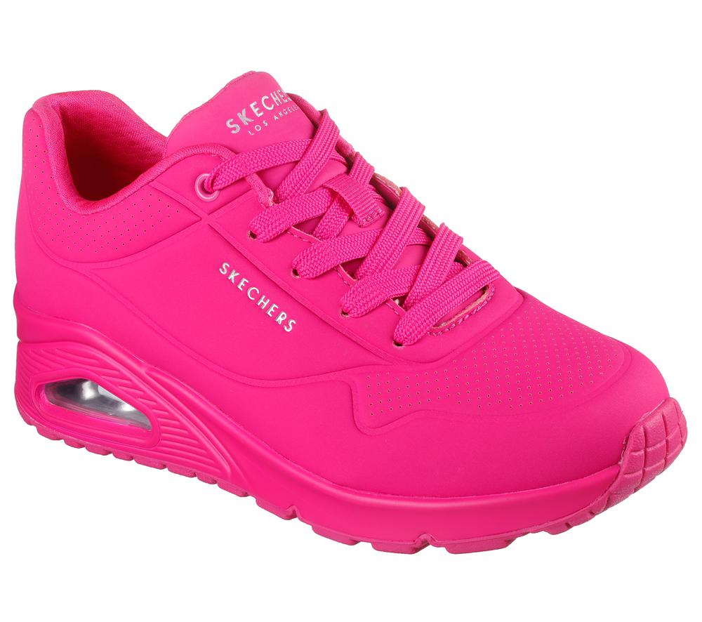 Women Skechers Uno - Night Shades Lace Up Shoes Hot Pink  USA |  5389-DJETY