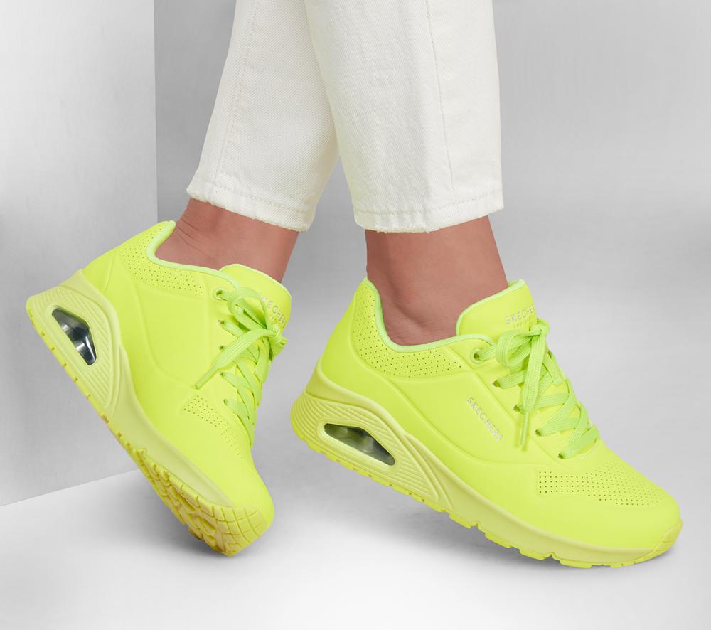 Women Skechers Uno - Night Shades Wedges Neon Yellow  USA |  0678-BHNYT