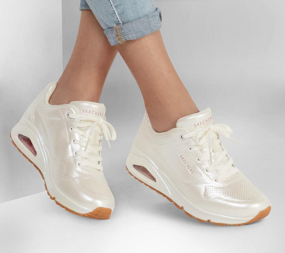 Women Skechers Uno - Pearl Queen Wedges White  USA |  1497-CHRLN