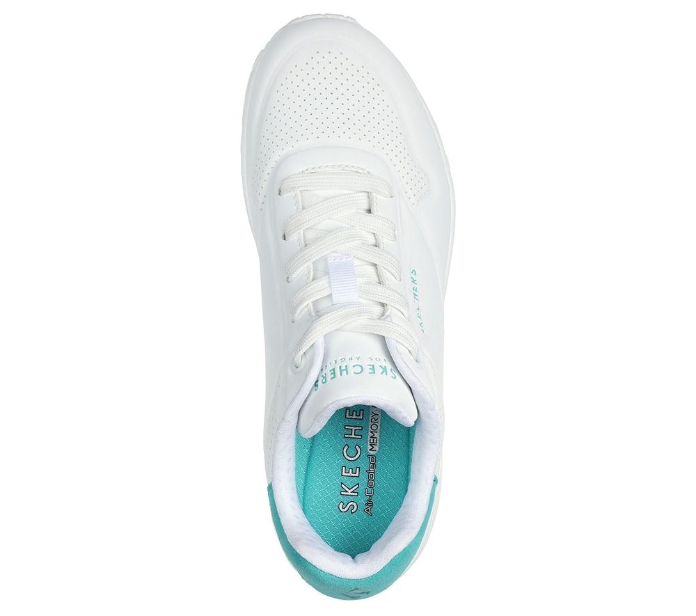 Women Skechers Uno - Pop Back Lace Up Shoes White / Mint  USA |  9720-NMTUG