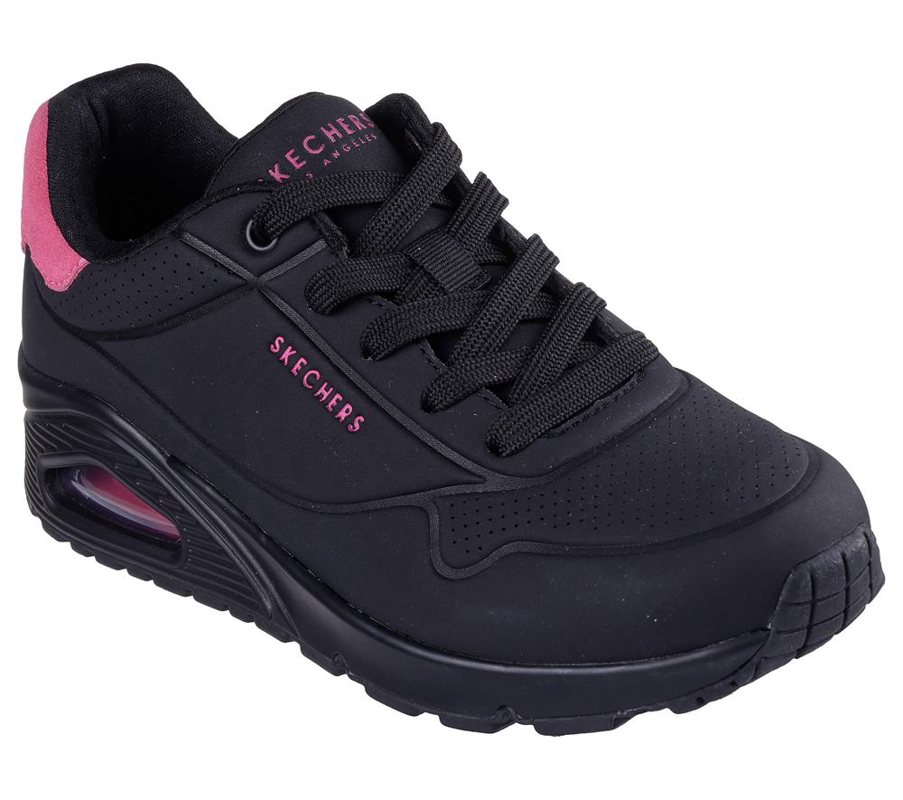 Women Skechers Uno - Pop Back Sneakers Black / Hot Pink  USA |  7091-LPKOE