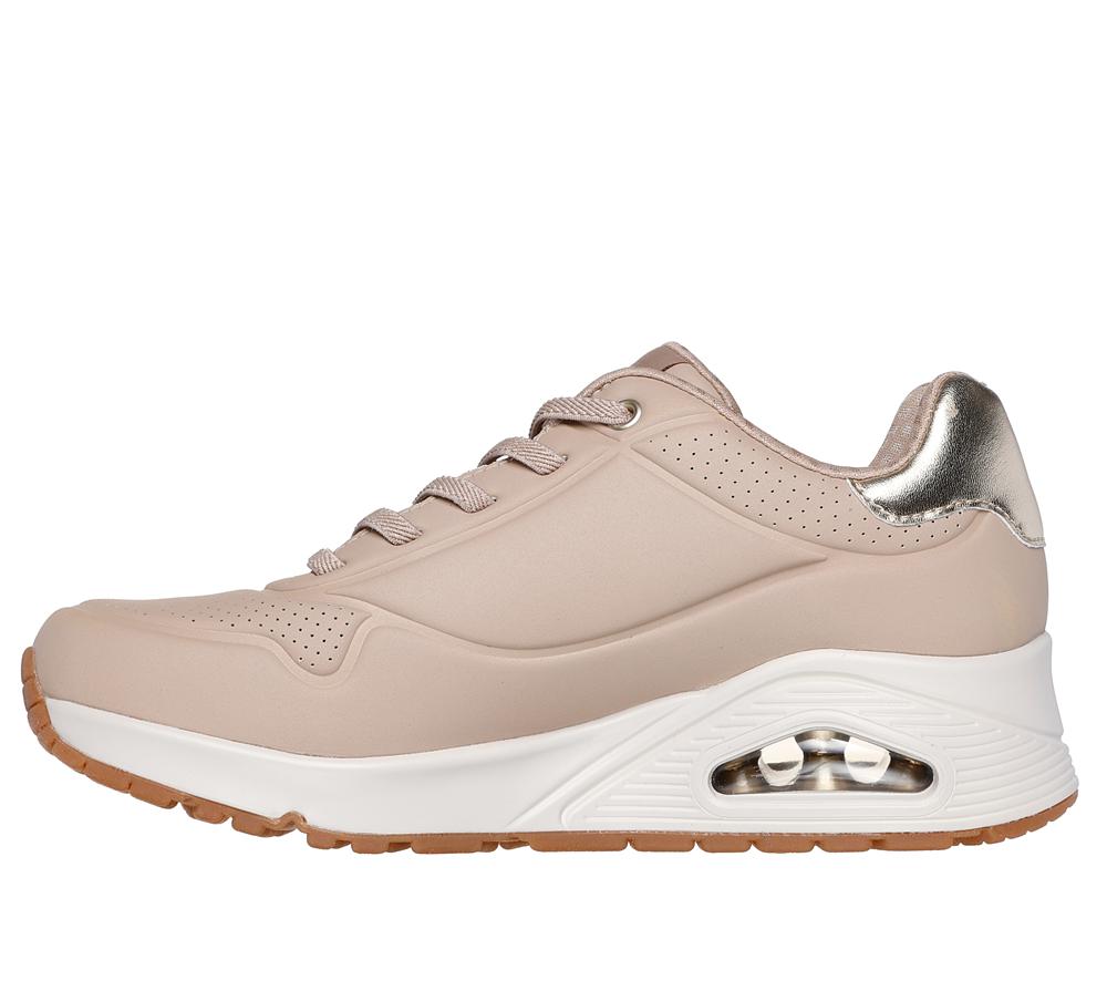 Women Skechers Uno - Shimmer Away Lace Up Shoes Nude Natural Brown  USA |  9736-NHDAU