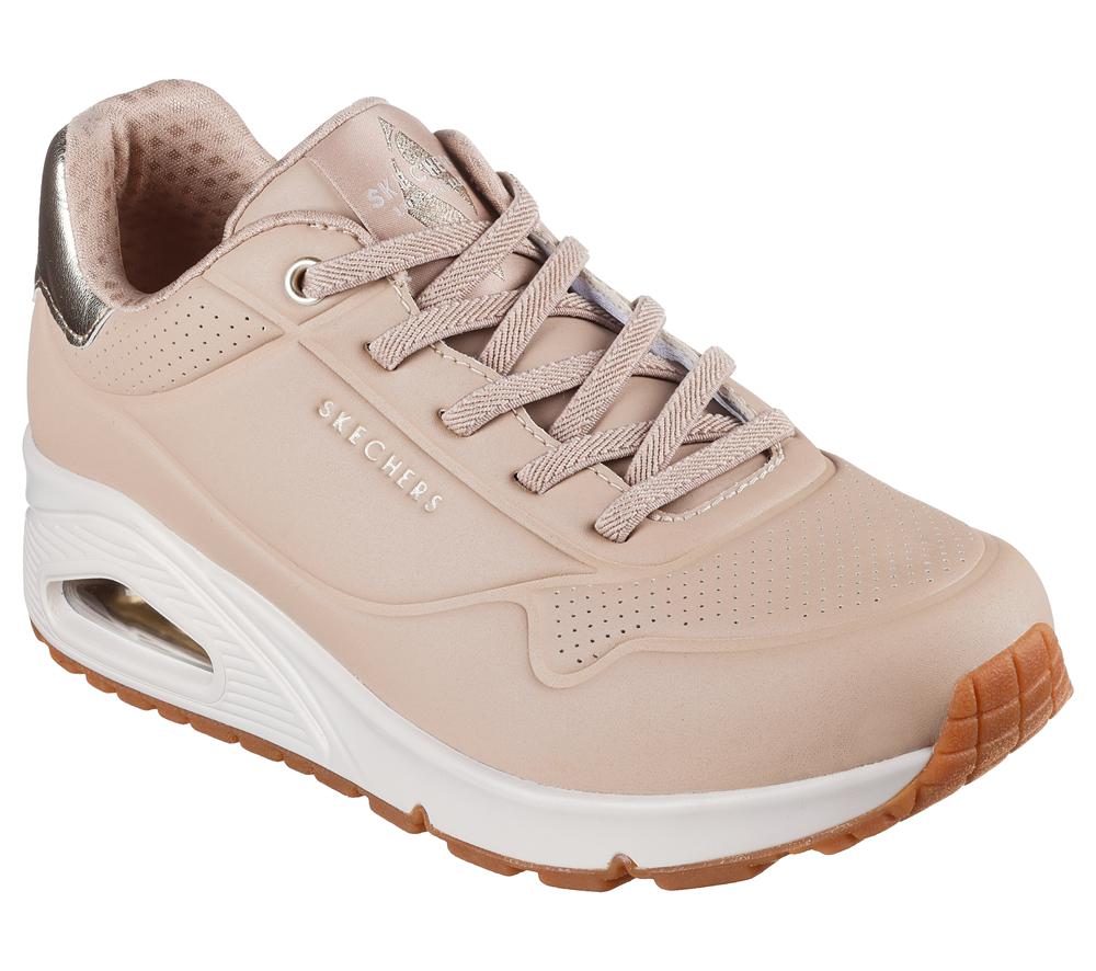 Women Skechers Uno - Shimmer Away Lace Up Shoes Nude Natural Brown  USA |  9736-NHDAU