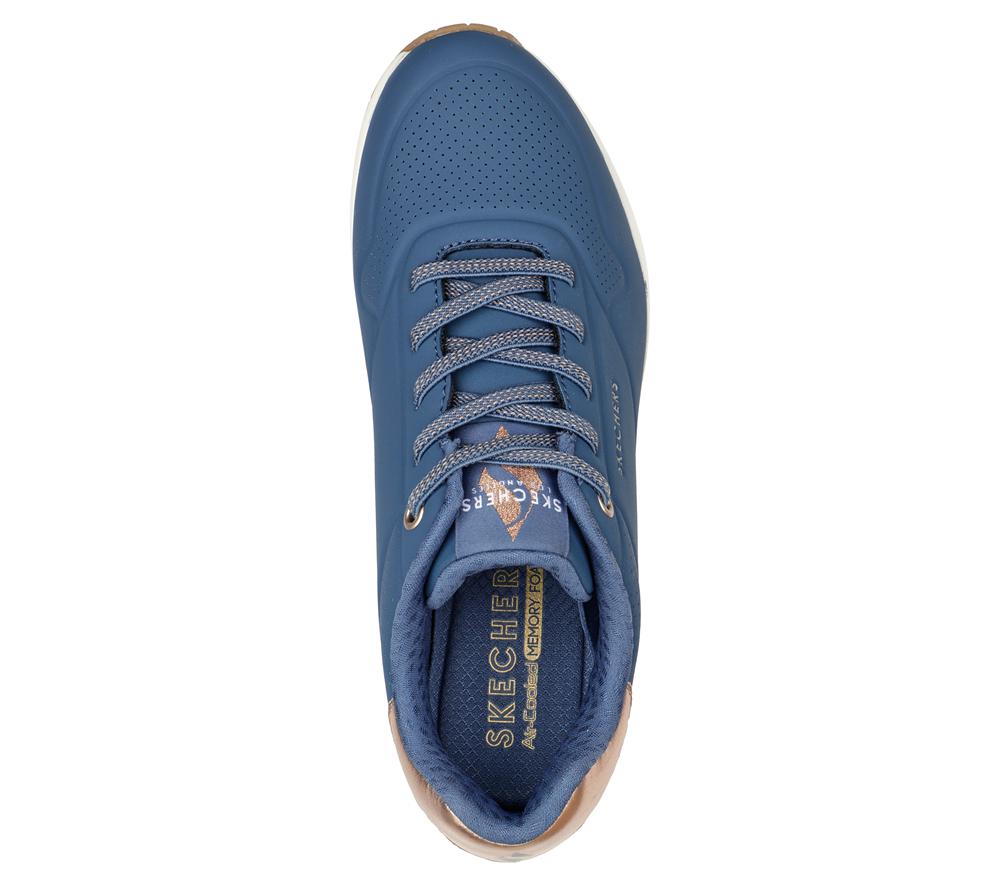 Women Skechers Uno - Shimmer Away Lace Up Shoes Navy  USA |  2341-UKEIG