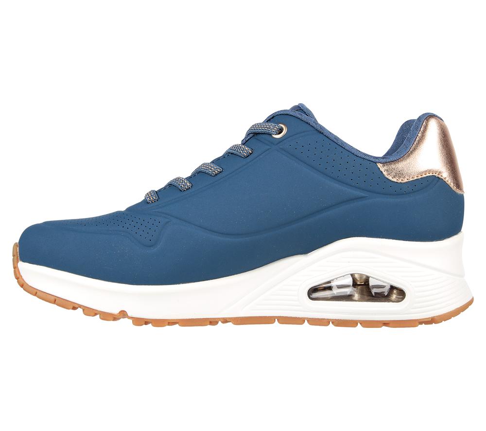 Women Skechers Uno - Shimmer Away Lace Up Shoes Navy  USA |  2341-UKEIG