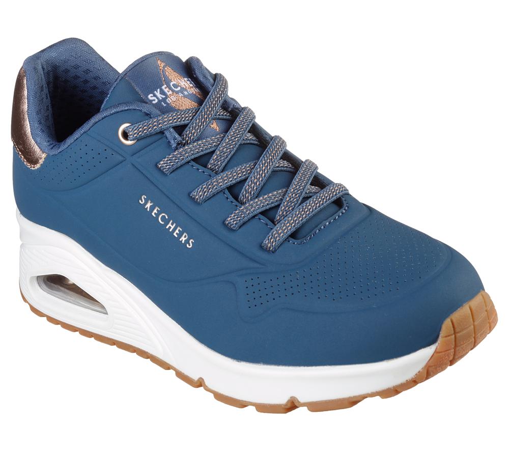 Women Skechers Uno - Shimmer Away Lace Up Shoes Navy  USA |  2341-UKEIG