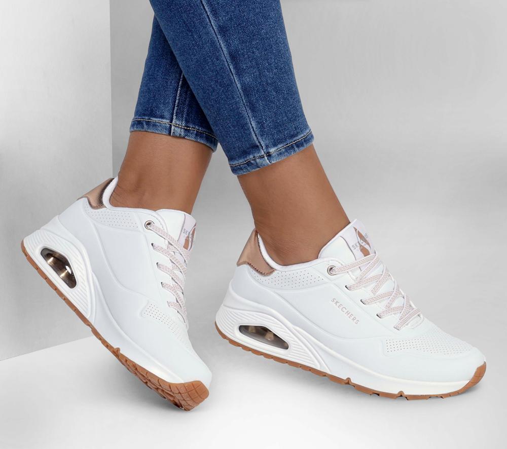 Women Skechers Uno - Shimmer Away Wedges White  USA |  7934-EHPSM