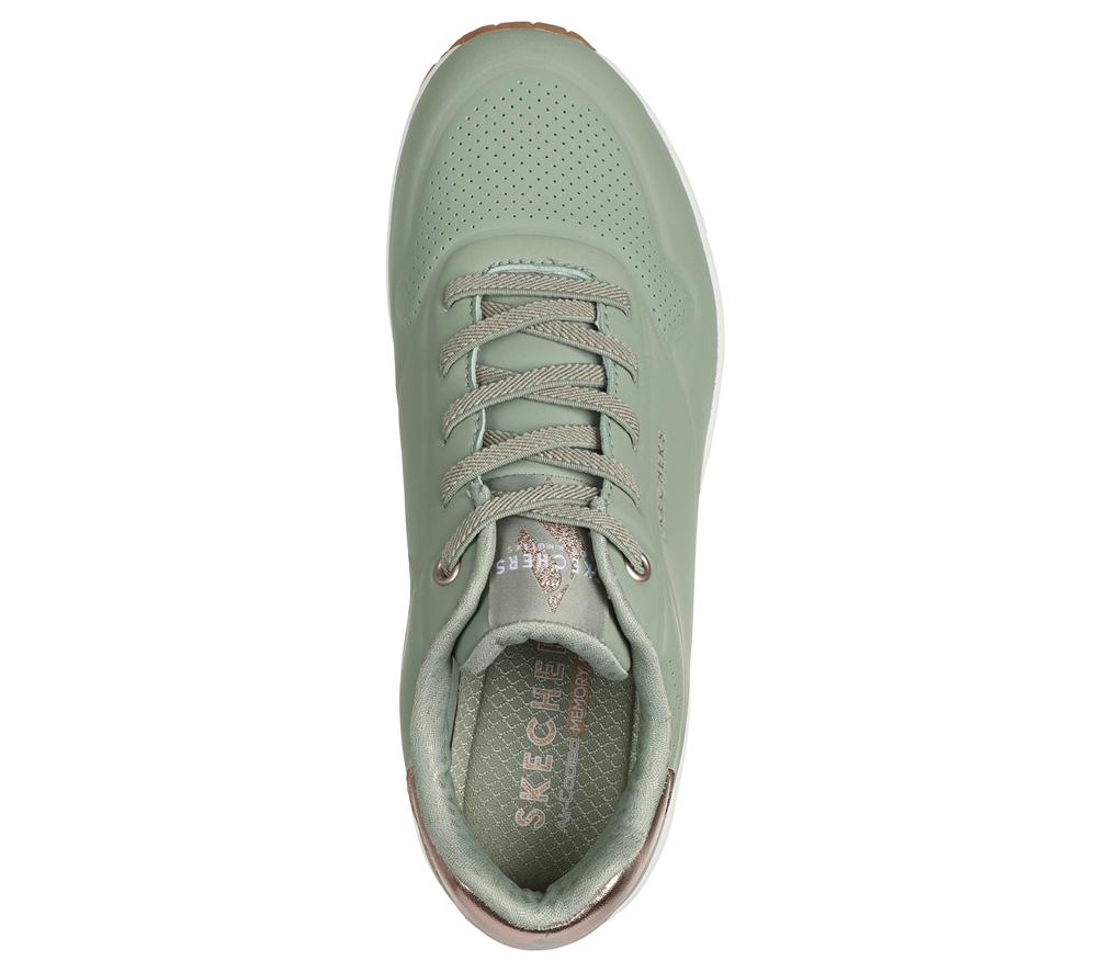 Women Skechers Uno - Shimmer Away Wedges Sage Turquoise  USA |  0261-NSGMA