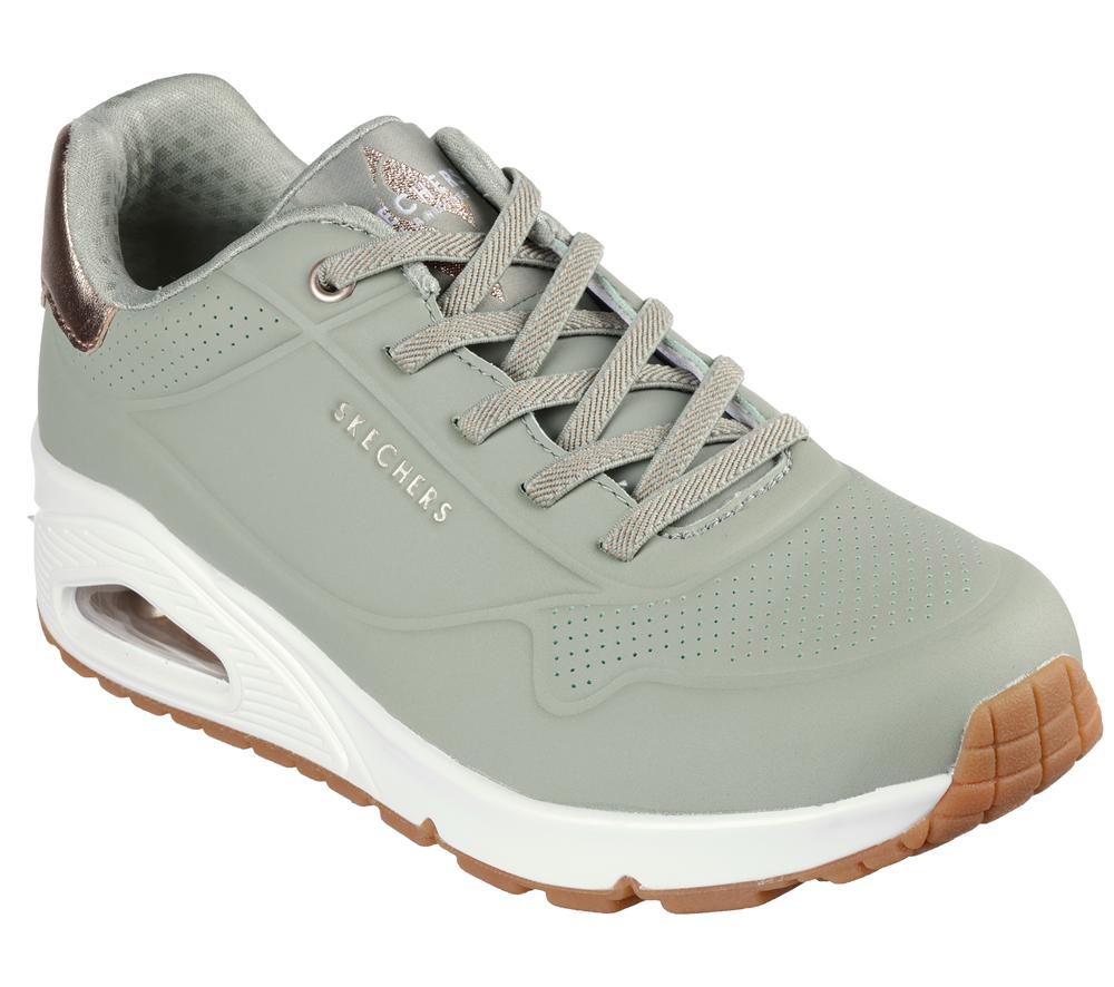Women Skechers Uno - Shimmer Away Wedges Sage Turquoise  USA |  0261-NSGMA
