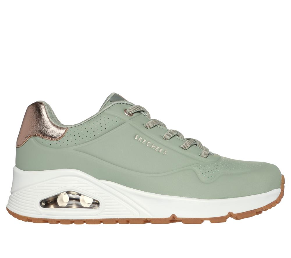 Women Skechers Uno - Shimmer Away Wedges Sage Turquoise  USA |  0261-NSGMA
