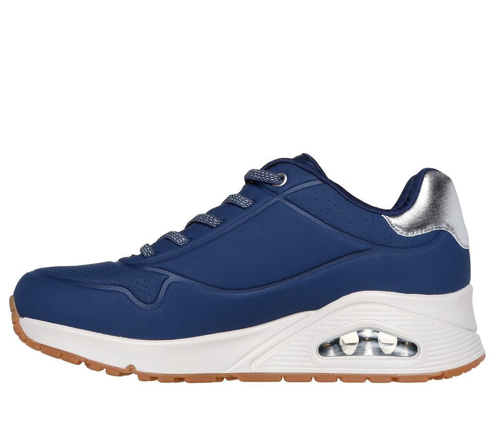 Women Skechers Uno - Shimmer Away Wedges Navy / Silver  USA |  2140-IOQDK