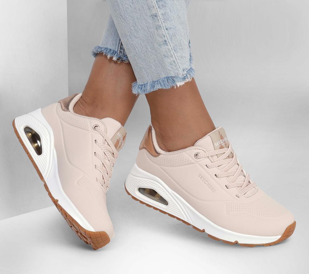 Women Skechers Uno - Shimmer Away Wedges Natural White  USA |  4706-LYTUS