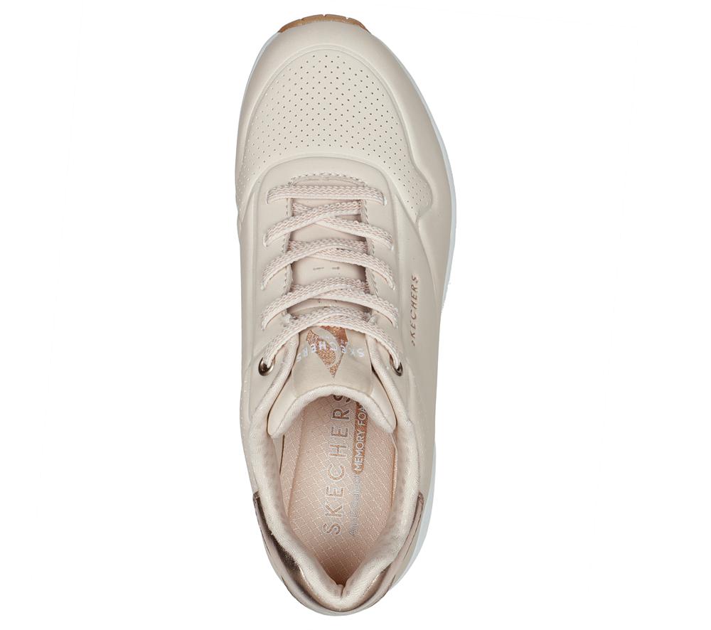 Women Skechers Uno - Shimmer Away Wedges Natural White  USA |  4706-LYTUS