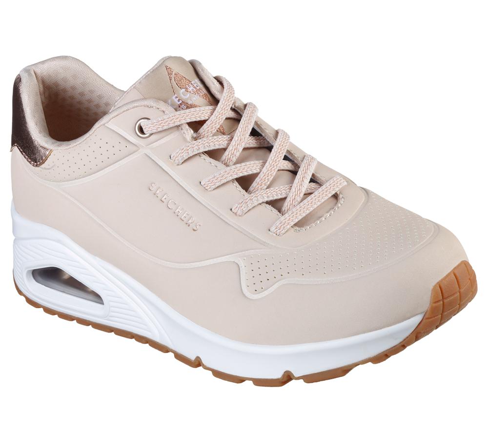 Women Skechers Uno - Shimmer Away Wedges Natural White  USA |  4706-LYTUS