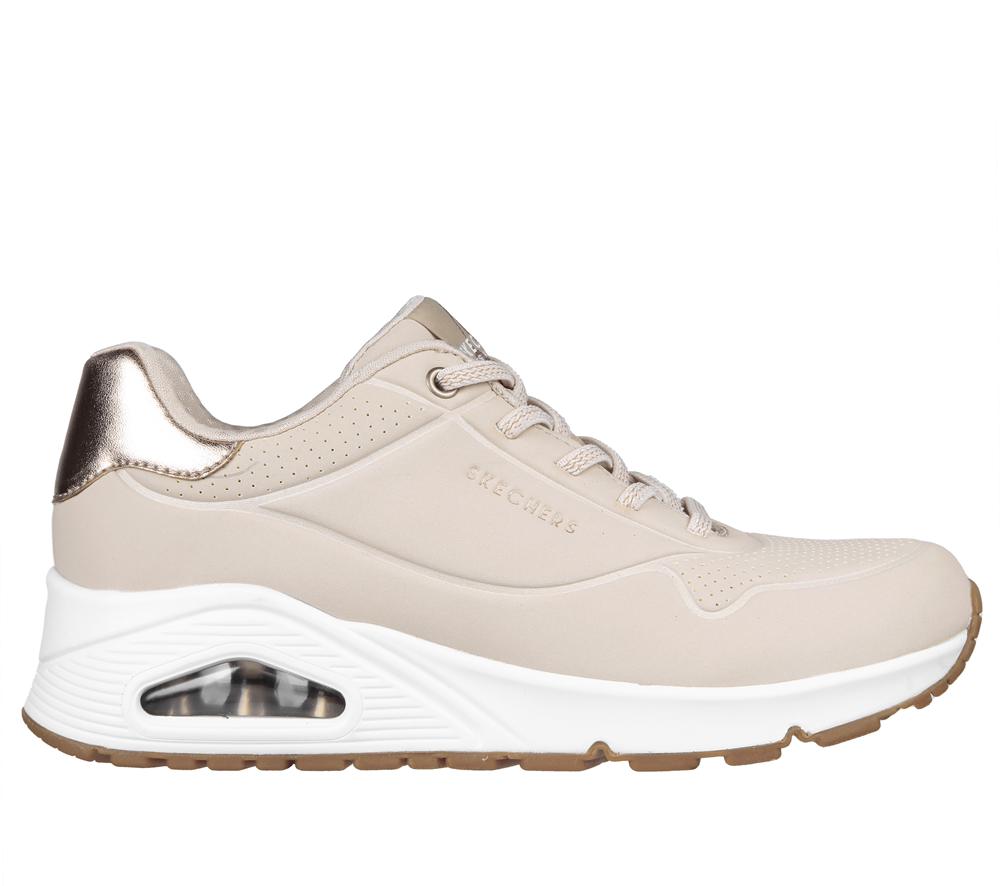 Women Skechers Uno - Shimmer Away Wedges Natural White  USA |  4706-LYTUS