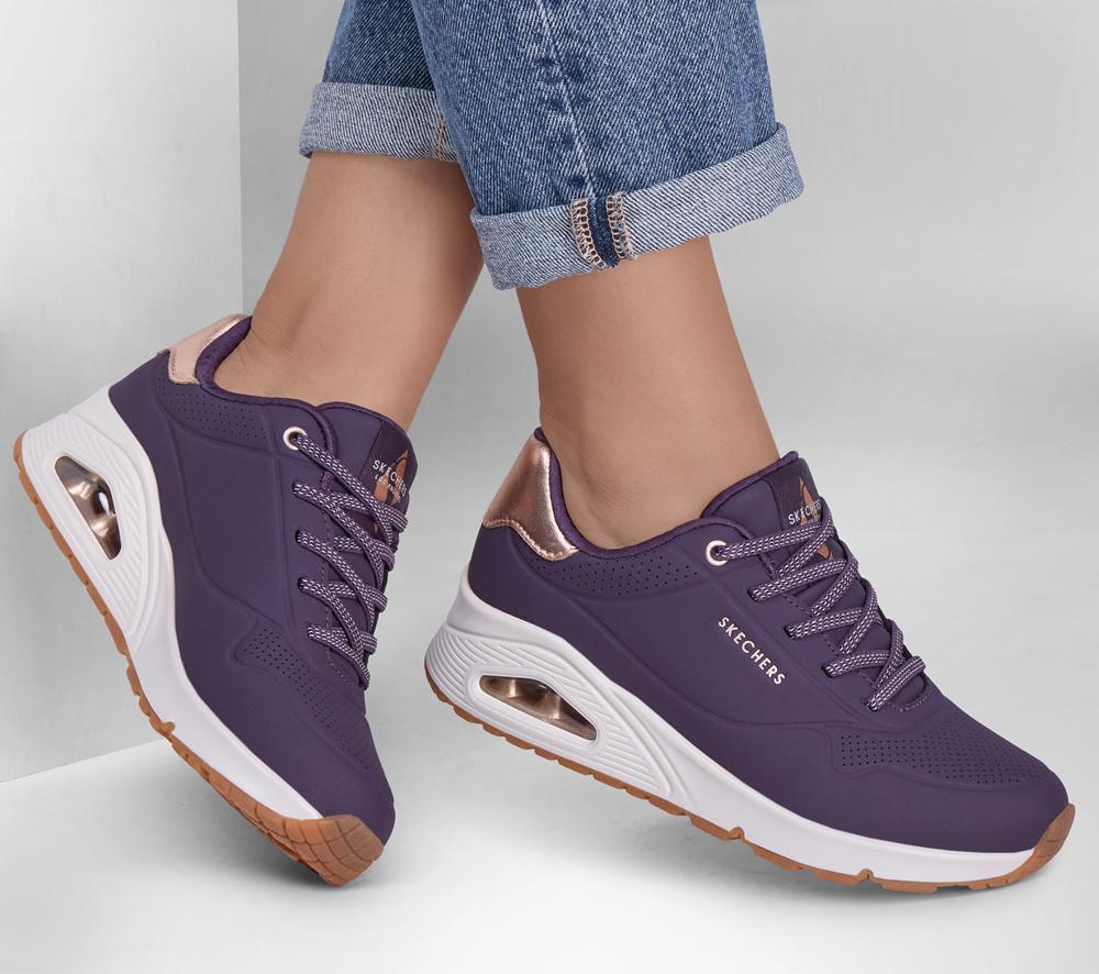 Women Skechers Uno - Shimmer Away Wedges Dark Purple  USA |  3296-KUDSZ