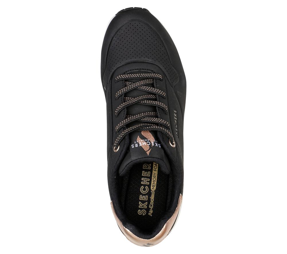 Women Skechers Uno - Shimmer Away Wedges Black  USA |  3629-AFXDK