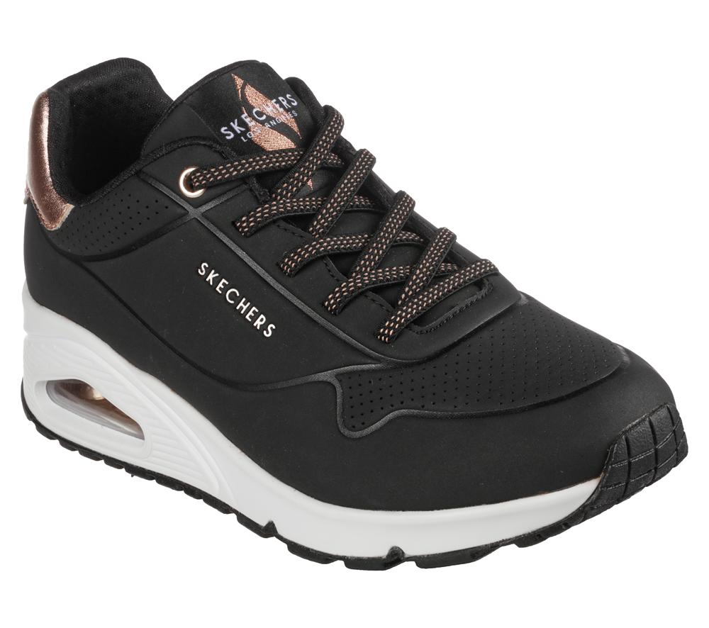 Women Skechers Uno - Shimmer Away Wedges Black  USA |  3629-AFXDK