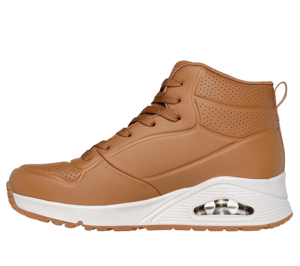 Women Skechers Uno - Stand High Boots Chestnut Brown  USA |  3981-WXRCU