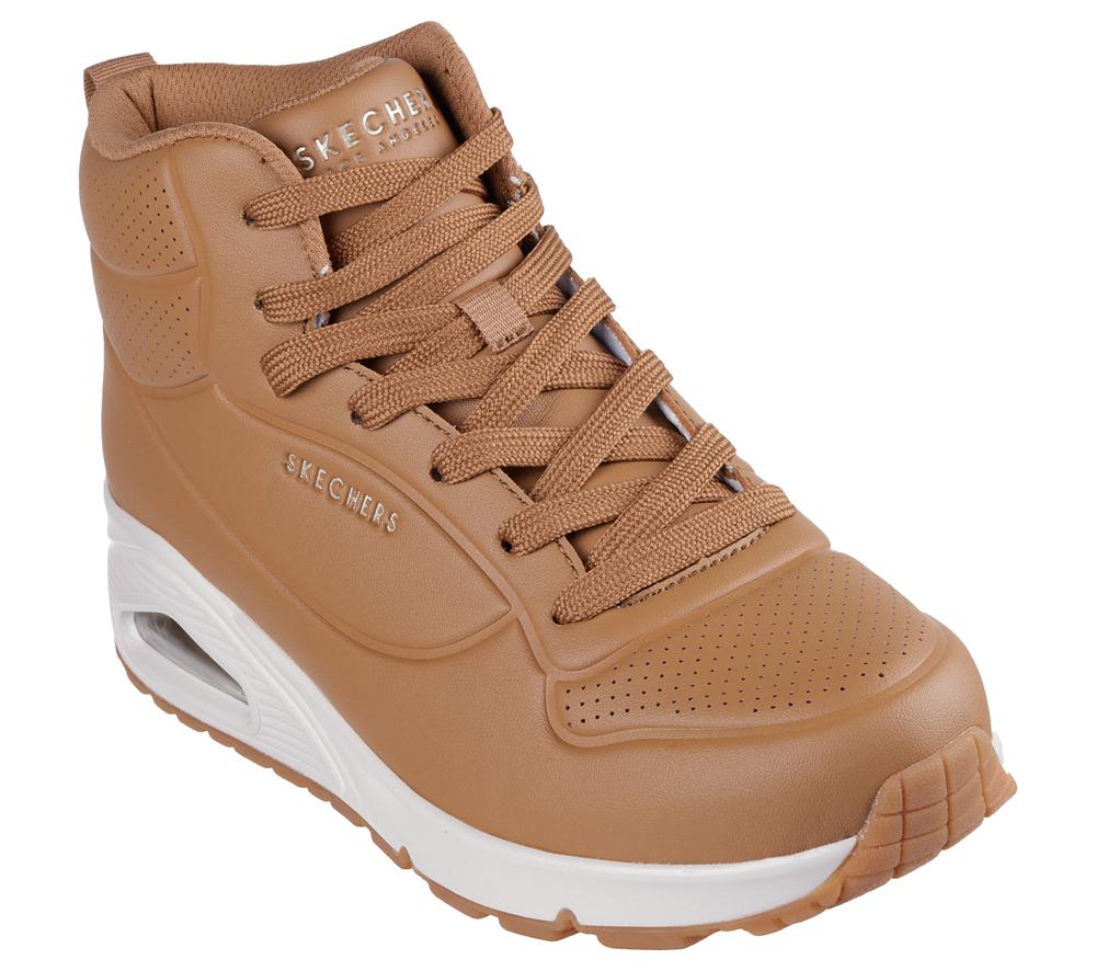 Women Skechers Uno - Stand High Boots Chestnut Brown  USA |  3981-WXRCU