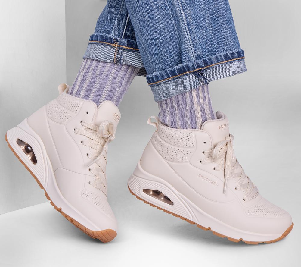 Women Skechers Uno - Stand High Boots Off White  USA |  9036-YVCHP