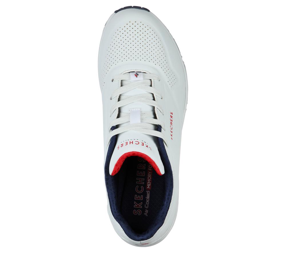 Women Skechers Uno - Stand on Air Lace Up Shoes White / Navy  USA |  2807-COEBA