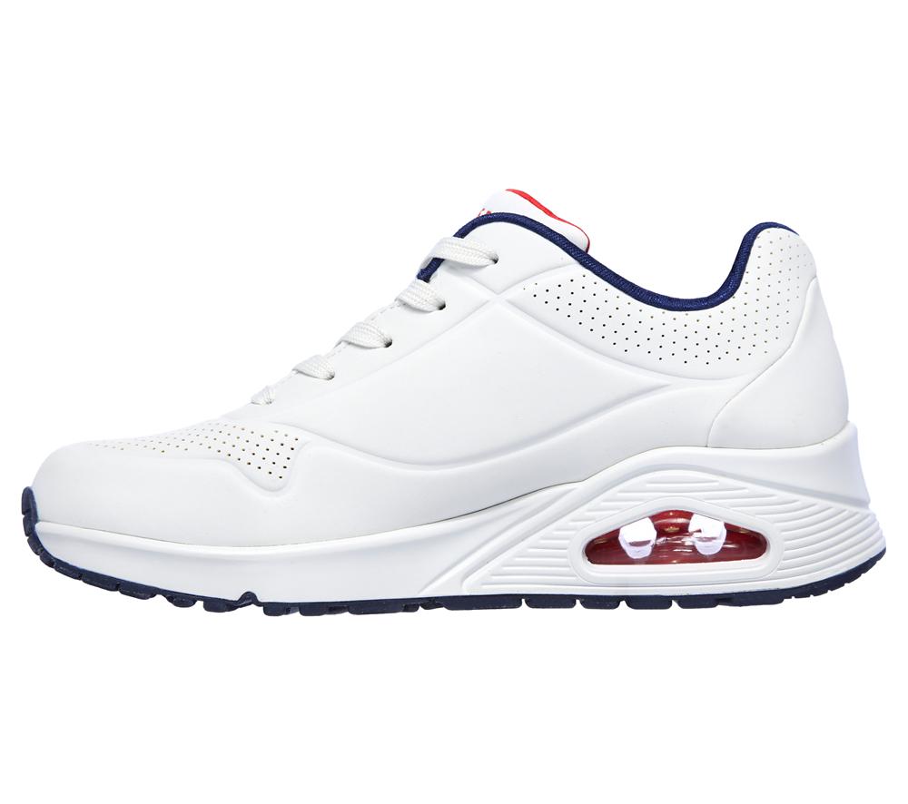 Women Skechers Uno - Stand on Air Lace Up Shoes White / Navy  USA |  2807-COEBA