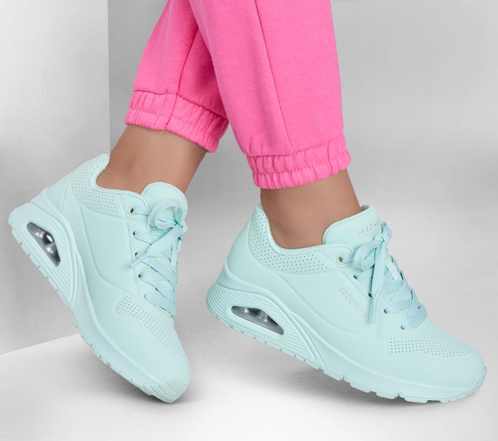 Women Skechers Uno - Stand on Air Lace Up Shoes Seafoam Turquoise  USA |  8543-IUBKX