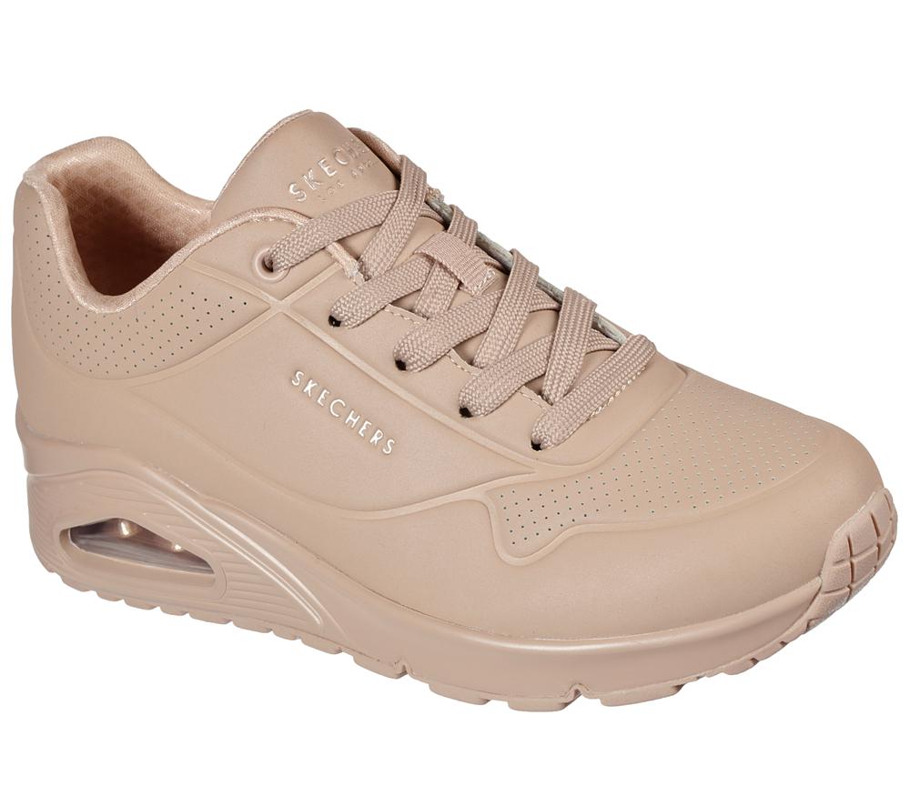 Women Skechers Uno - Stand on Air Lace Up Shoes Sand Khaki  USA |  6918-XUMEF