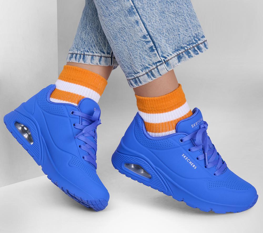 Women Skechers Uno - Stand on Air Lace Up Shoes Royal Blue  USA |  4683-WELKF