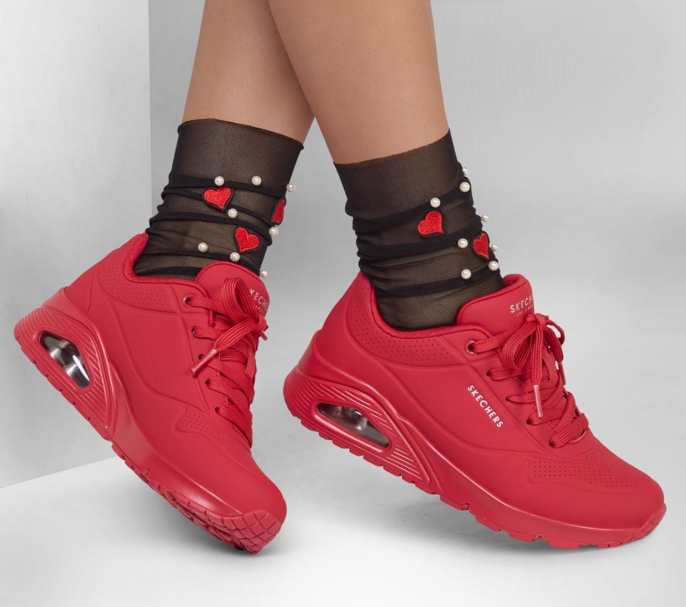 Women Skechers Uno - Stand on Air Lace Up Shoes Red / Red  USA |  1345-PIXJN