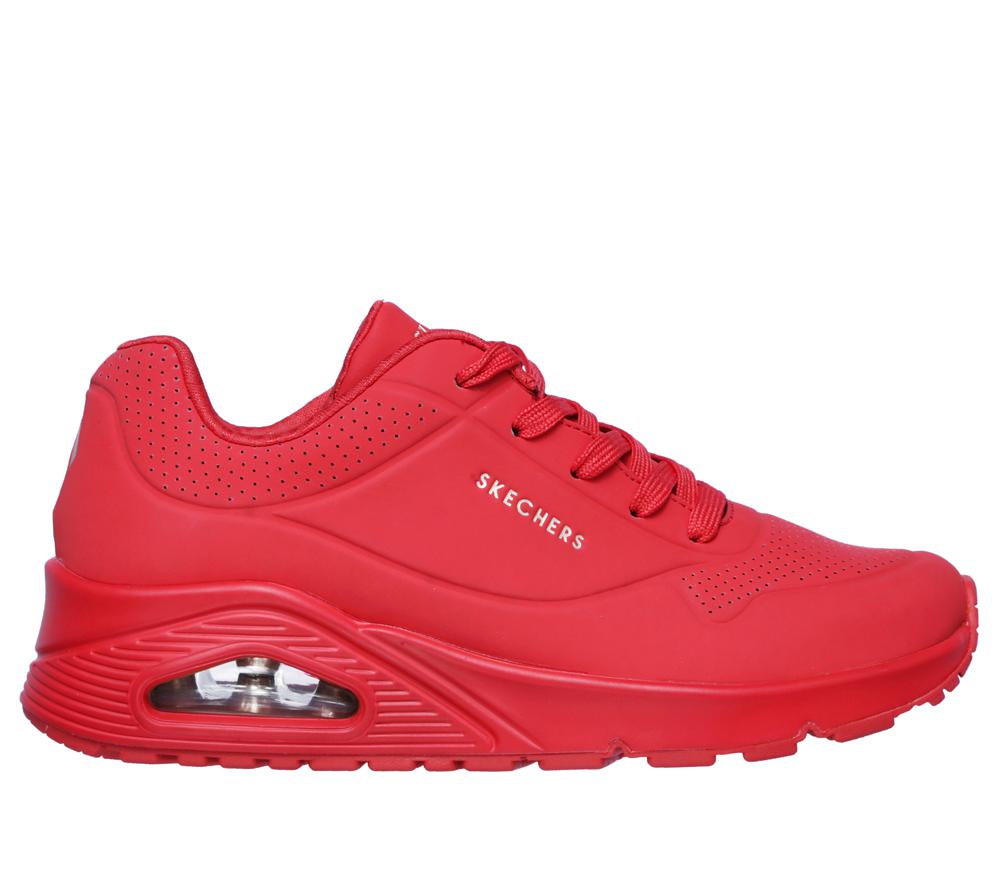 Women Skechers Uno - Stand on Air Lace Up Shoes Red  USA |  0894-LPOMA
