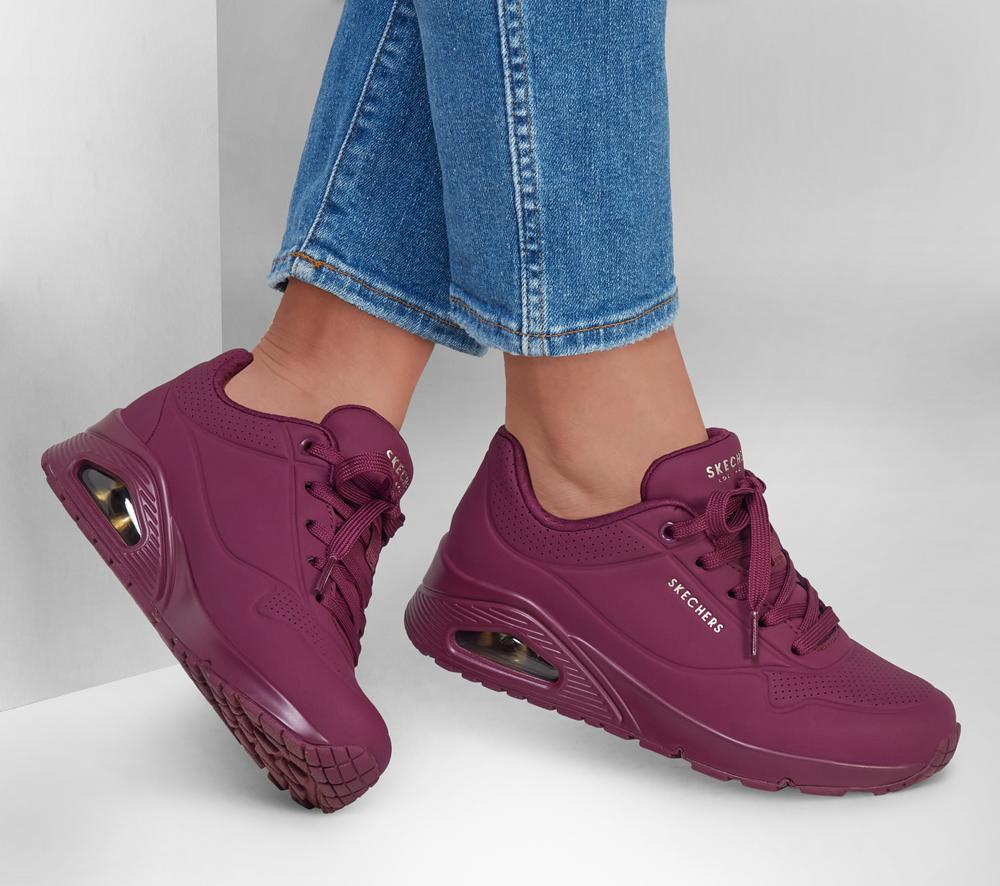 Women Skechers Uno - Stand on Air Lace Up Shoes Plum Purple  USA |  9278-NSWLJ