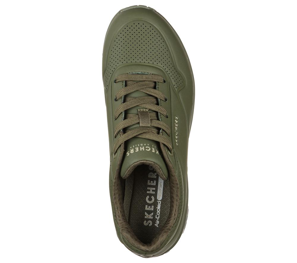 Women Skechers Uno - Stand on Air Lace Up Shoes Olive  USA |  1425-MLVTN