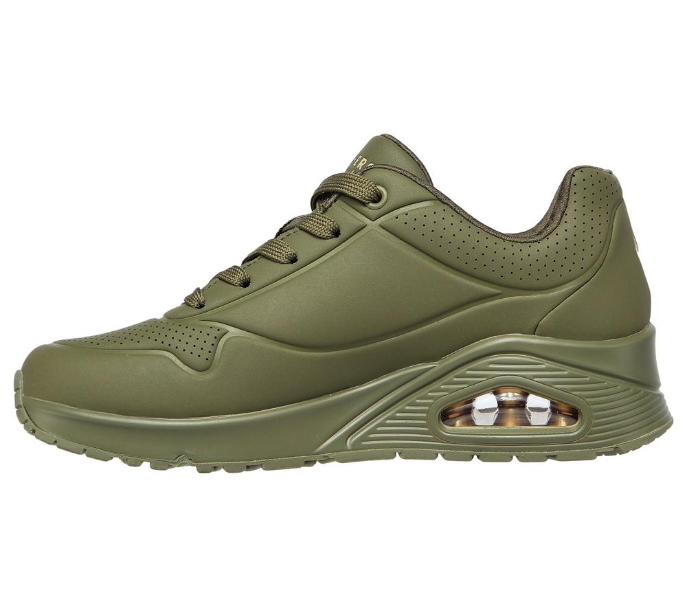 Women Skechers Uno - Stand on Air Lace Up Shoes Olive  USA |  1425-MLVTN