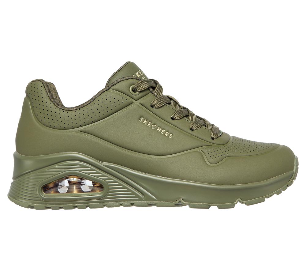 Women Skechers Uno - Stand on Air Lace Up Shoes Olive  USA |  1425-MLVTN