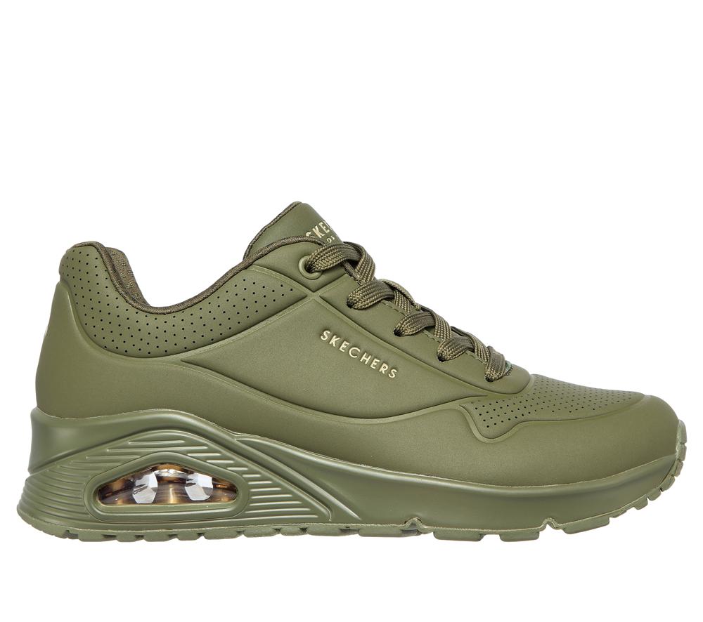 Women Skechers Uno - Stand on Air Lace Up Shoes Olive  USA |  1425-MLVTN